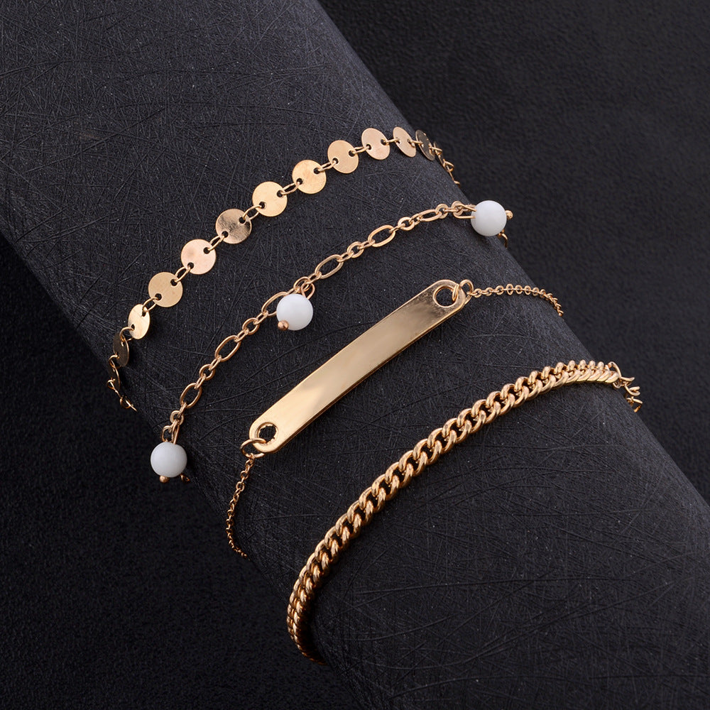 Arzonai new sequin bead tassel chain bracelet 4 piece set hand ornament bracelet