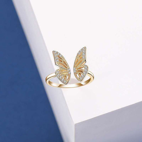 Arzonai Fashionable collocation design sense opening butterfly ring female gentle ins fashion personality design sense index finger ring