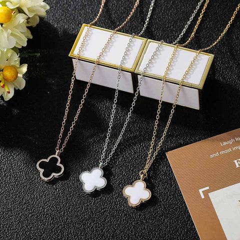 Arzonai Four Leaf Clover Necklace Pendant Fashion Jewelry Short Hair Clavicle Chain Simple Personality Trendy Jewelry