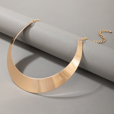 Arzonai jewelry fashion punk style metal exaggerated gold semi-circular collar necklace neck ring