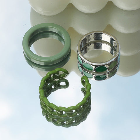 Arzonai  green love dripping acrylic twist open ring personality wild index finger ring