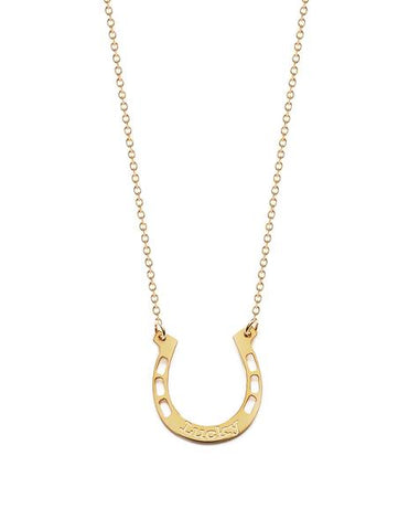 Arzonai Very pretty gold coloured lucky horseshoe necklace chain with friendship gift card