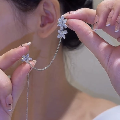 Arzonai New Silver Studded Crystal Earrings 2pcs/set