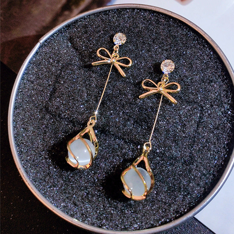 Arzonai opal temperament earrings net celebrity face thin super fairy all-match earrings female high-end earrings