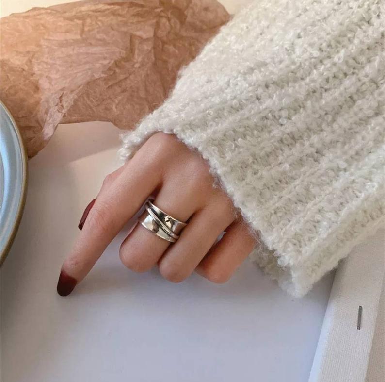 Arzonai Korean silver-plated arc ring female ins cold wind design sense index finger open ring