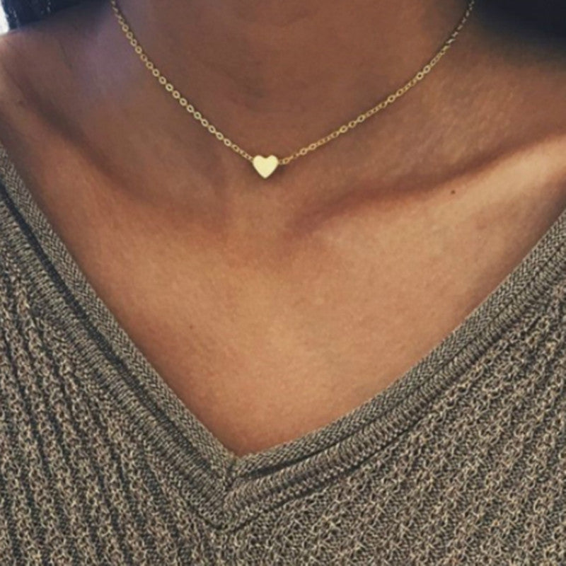 Arzonai simple heart necklace female elegant all-match boutique love necklace initial heart clavicle chain for women and Girls