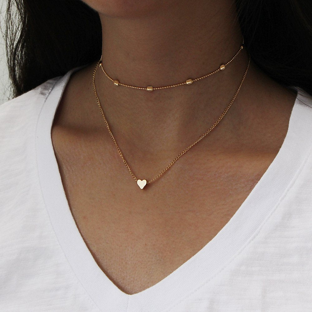 ARZONAI Layered Pendant Choker Necklaces For Women and Girls (Golden)