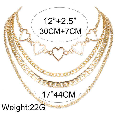 Arzonai European and American simple peach heart hollow chain multi-layer necklace cross-border