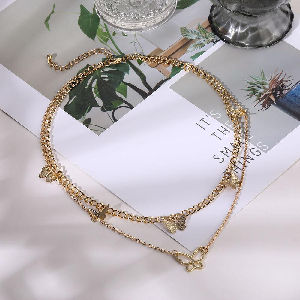 Arzonai Y2K Fashion Butterfly Multilayer Necklace Butterfly Pendant Women's Bohemian Necklace Jewelry